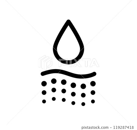 Water absorbent icon. Skin deep hydration symbol. Face care effect. Moisturizing skin icon. Water drop absorb sign. Vector illustration isolated on white background Water absorbent icon. Skin deep hydration symbol. Face care effect. Moisturizing skin icon. Water drop absorb sign. Vector illustration isolated on white background 119287418