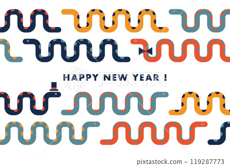 七彩蛇新年賀卡插畫 七彩蛇新年賀卡插畫 119287773