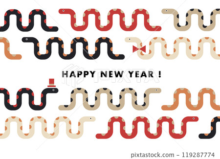 帶有許多蛇圖案的新年賀卡插圖 帶有許多蛇圖案的新年賀卡插圖 119287774
