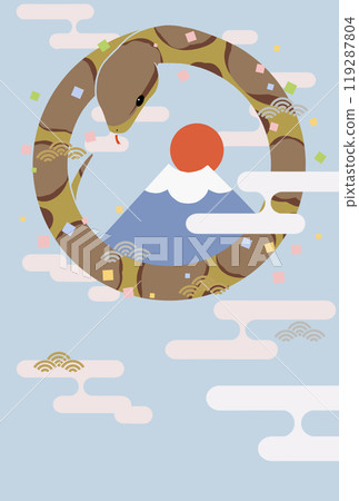New Year's card with brown snake and confetti (no text) 119287804