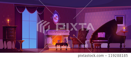 Night victorian interior vintage room furniture 119288185