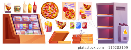 Pizzeria interior furniture and equipment 119288199