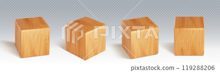 3d wood cube block to play game realistic vector 3d wood cube block to play game realistic vector 119288206