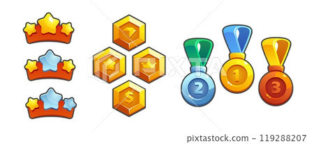 Rewards and trophies for three game level rank Rewards and trophies for three game level rank 119288207