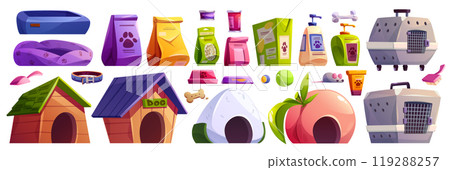 Dog pet shop store with toy cartoon illustration 119288257