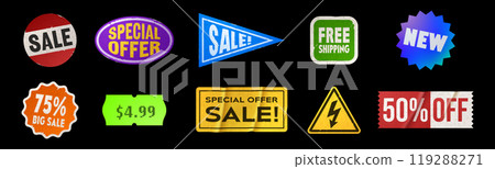 Grunge sticker old tape rectangle label vector 119288271