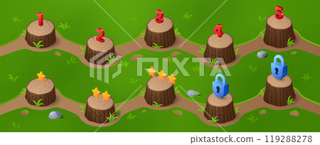 Game level indicator to select on map ui interface Game level indicator to select on map ui interface 119288278