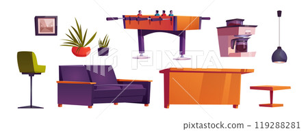 Cartoon set of bachelor apartment furniture 119288281