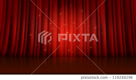 Closed red theater or cinema curtain on stage Closed red theater or cinema curtain on stage 119288296