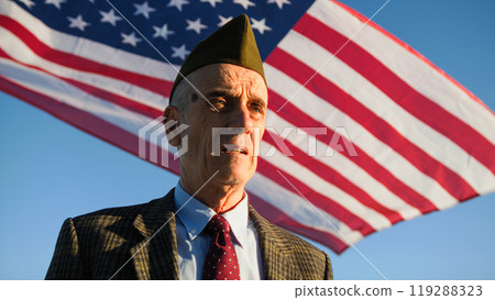 Veteran United States Flag Reads Speech To Honor War Dead Veteran United States Flag Reads Speech To Honor War Dead 119288323