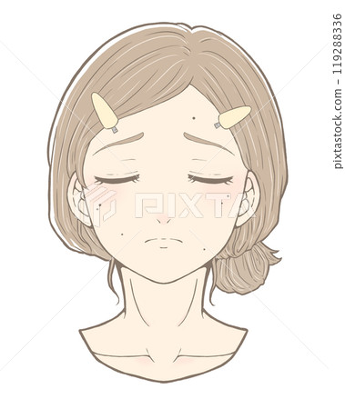 脖子上夾著瀏海的雪人女人患有痣 119288336