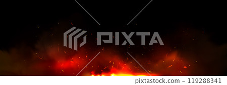 Background with fire sparks, embers and smoke 119288341