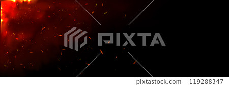 Background with fire sparks, embers and smoke 119288347