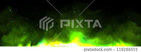 Green fire effect overlay with ember and smoke Green fire effect overlay with ember and smoke 119288355