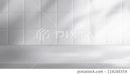 White bathroom tile studio product table display White bathroom tile studio product table display 119288359