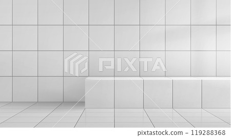 White ceramic tiles on wall and floor 119288368