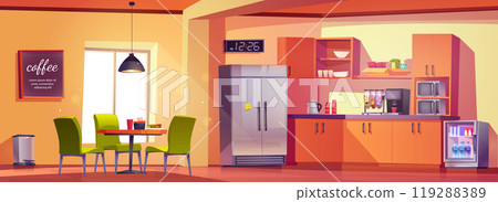 Office kitchen and break room interior vector 119288389