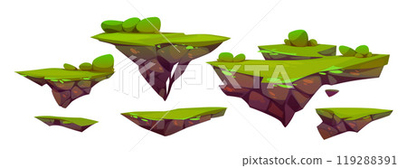 Floating islands, flying land pieces for game 119288391