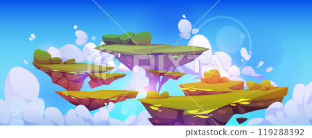 Island floating in sky fantasy game background 119288392