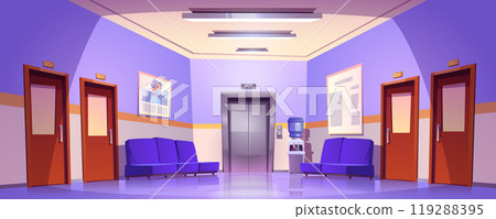 Hospital corridor interior door vector background Hospital corridor interior door vector background 119288395