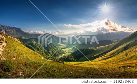 Mountain scenery that morning sun inserts Mountain scenery that morning sun inserts 119288408