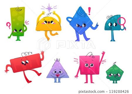 Cute math geometric figure shape character vector 119288426
