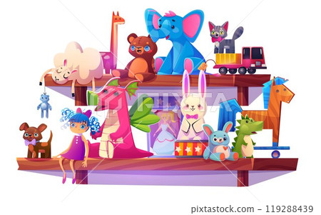 Toy shelf for baby store cartoon game illustration Toy shelf for baby store cartoon game illustration 119288439