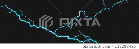 Realistic lightning bolt on transparent background 119288450