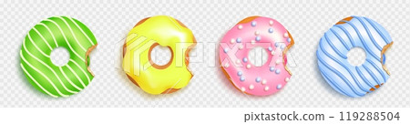 Realistic bitten donut isolated vector design Realistic bitten donut isolated vector design 119288504