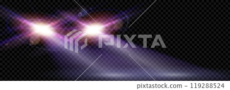 Realistic night car light flare vector effect 119288524