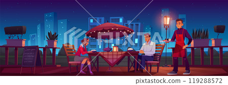 Couple dining in restaurant on romantic date Couple dining in restaurant on romantic date 119288572