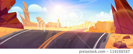 Desert road landscape vector cartoon background 119288587