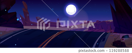 Desert road landscape vector cartoon background 119288588