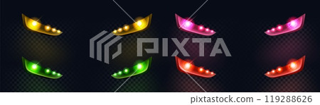 Realistic color led car light flare vector effect 119288626