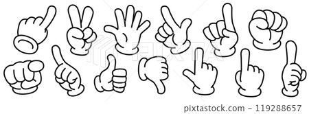 Hand sign icon illustration set (transparent, line only) 119288657