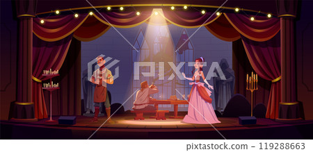 Play on theater stage with curtain cartoon vector 119288663