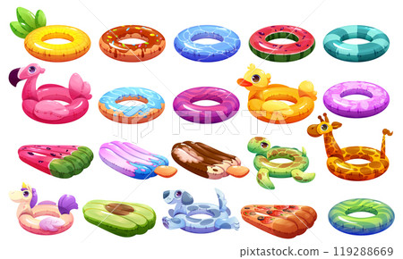 Inflatable rubber swim pool ring cartoon vector 119288669