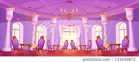 Castle ballroom interior vector royal background Castle ballroom interior vector royal background 119288672