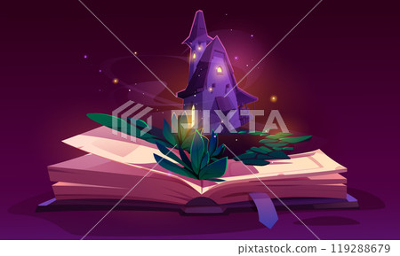 Open book of fairy adventure story to read kid 119288679