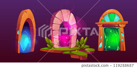 Fantasy fairy magic portal cartoon game vector Fantasy fairy magic portal cartoon game vector 119288687