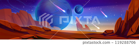 Cartoon space planet sky game vector background 119288706