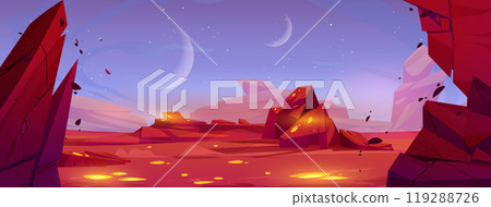 Alien space planet cartoon landscape background Alien space planet cartoon landscape background 119288726