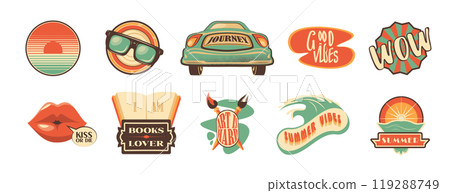Retro travel sticker badge design for summer camp 119288749