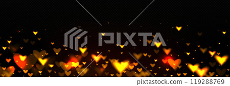 Bokeh background with blurred golden hearts 119288769