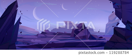 Cartoon alient planet surface with stones Cartoon alient planet surface with stones 119288784