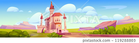 Cartoon fairy tale medieval castle vector kingdom 119288803