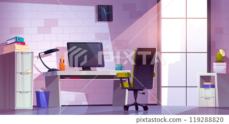 Vector office interior room with desk cartoon 119288820