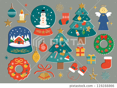 Stamp-style cute Christmas illustration material Stamp-style cute Christmas illustration material 119288866