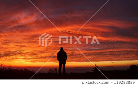 Person watching the sunset Person watching the sunset 119288889