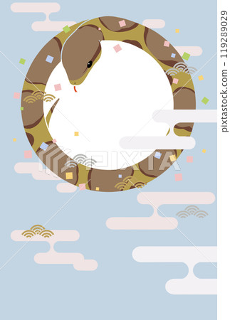 棕色蛇和五彩紙屑的新年賀卡（無 message_window） 119289029